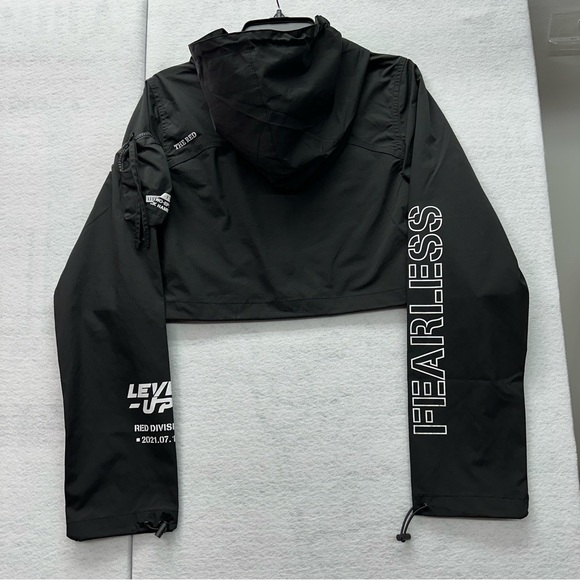 SMOKE RISE NY Cropped Black Windbreaker Full Zip Jacket SIZE SMALL NEW - Picture 10 of 11